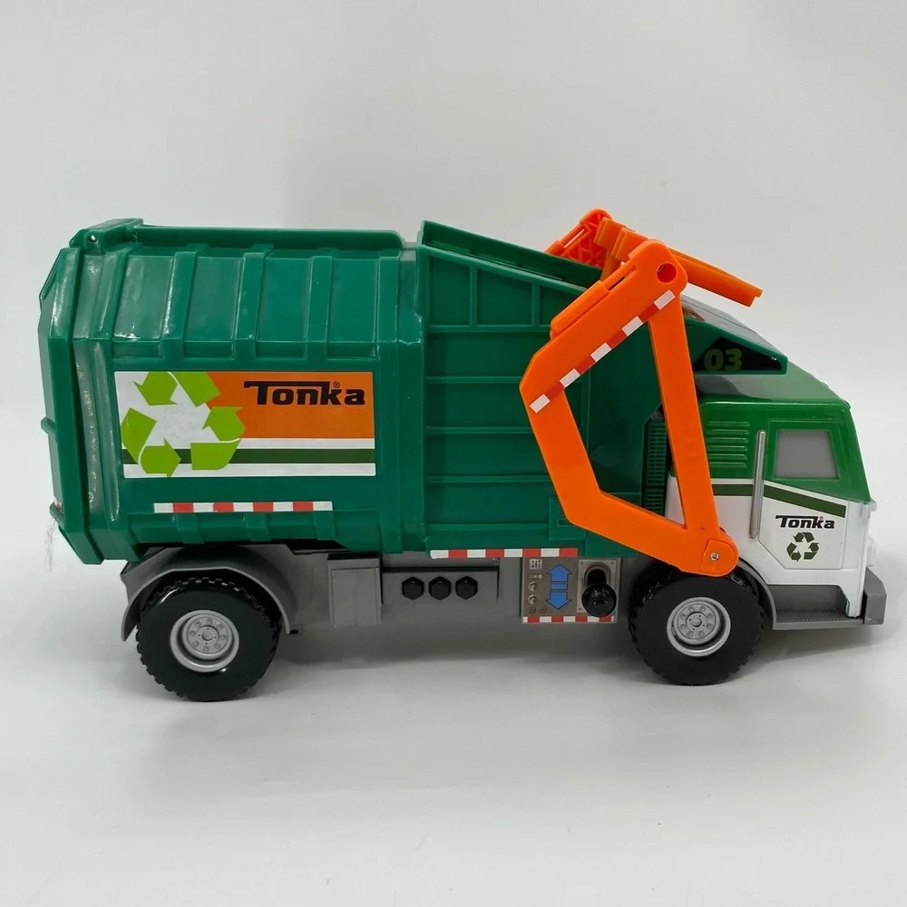 Tonka Mighty‎ Motorized Front Loading Garbage Truck Green White Recycling Toy